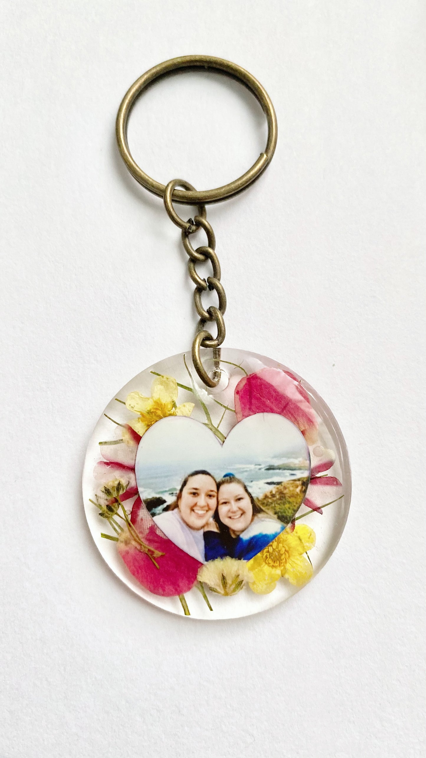 Custom Pressed Flower Photo Keychain